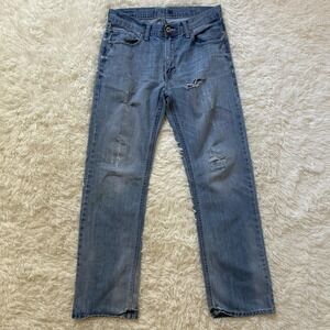 Reclaim Jeans Y2K Blue denim distressed details straight leg casual worn-in look